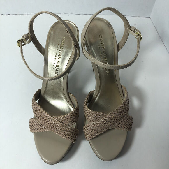 Christian Siriano for Payless Heels Womens Size‎ 6 Beige Ankle Straps Buckle A2 - Picture 2 of 12